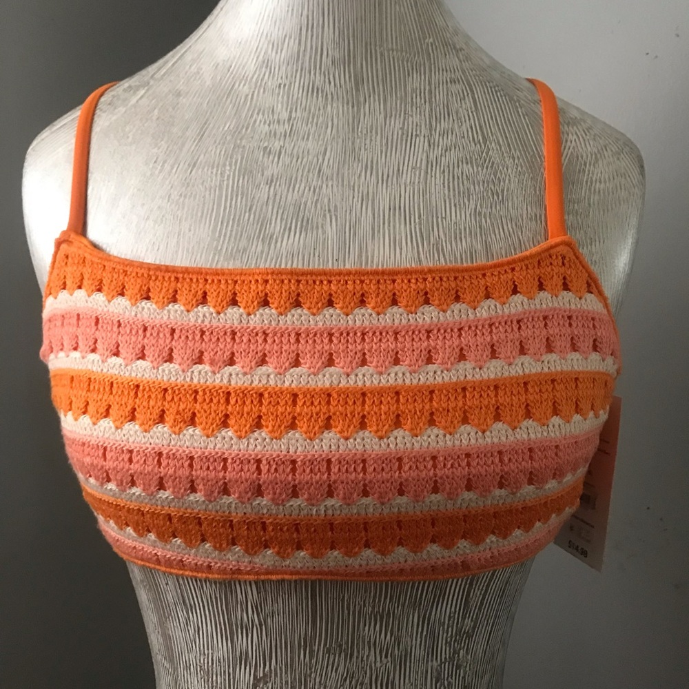 Orange and Pink Crochet Bralette